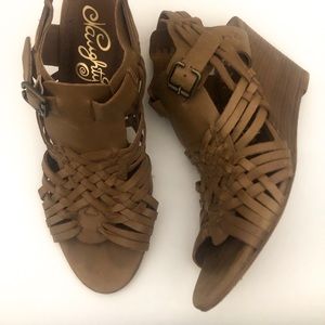 *SOLD* Tan Wedge Sandals by Naughty Monkey